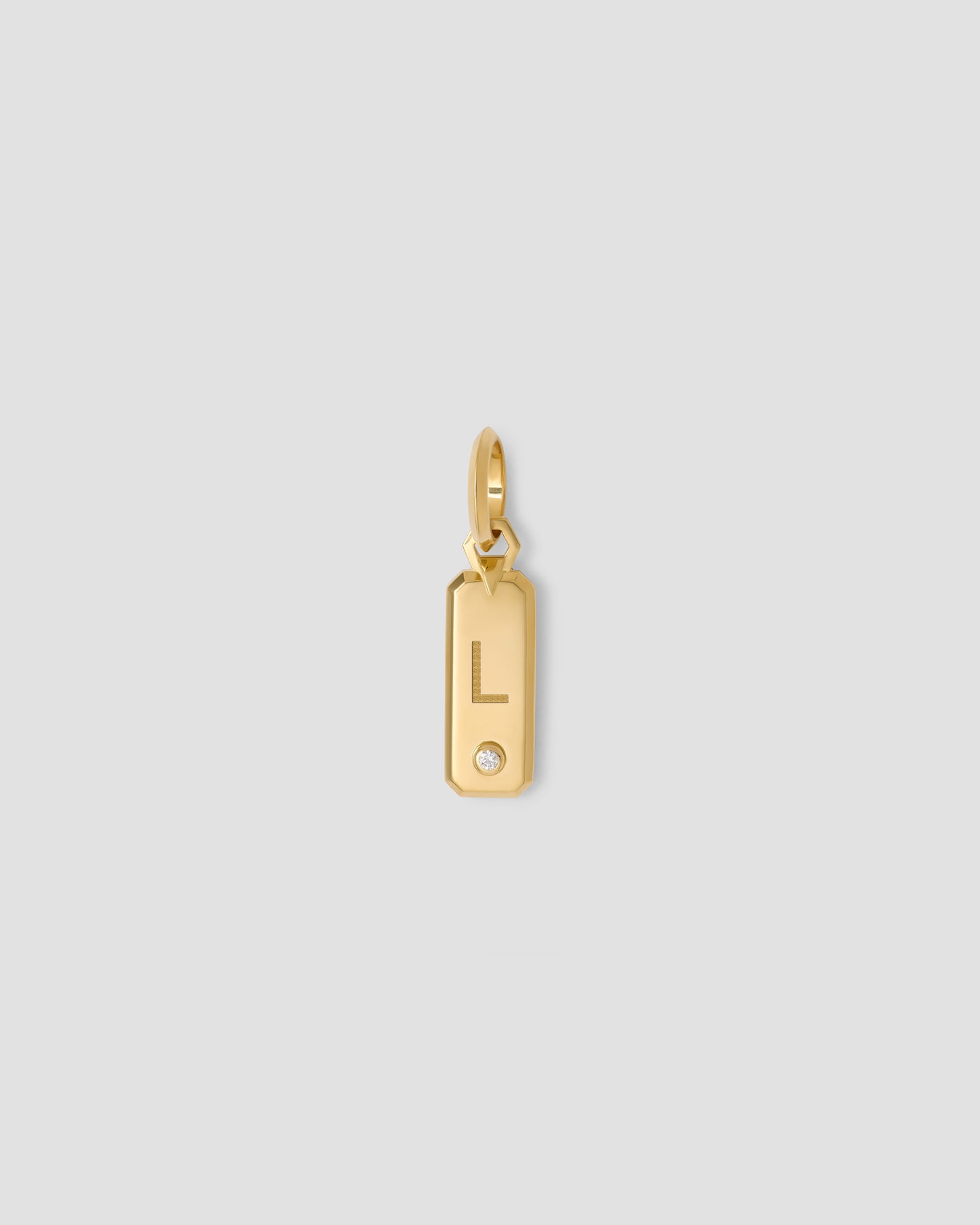Minimal Block Letter Dog Tag in 18K Yellow Gold
