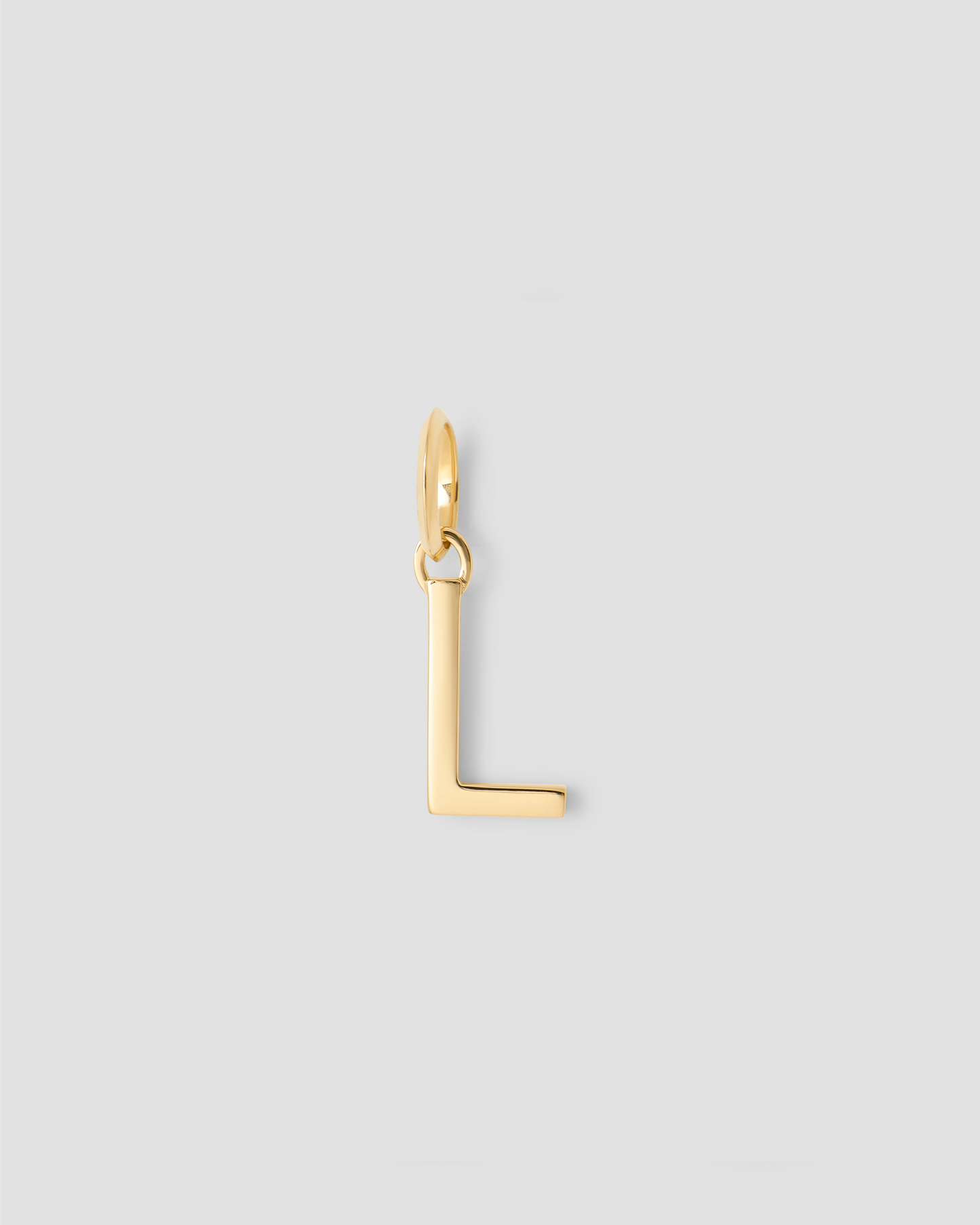 Minimal Block Letter Charm in 14K Yellow Gold
