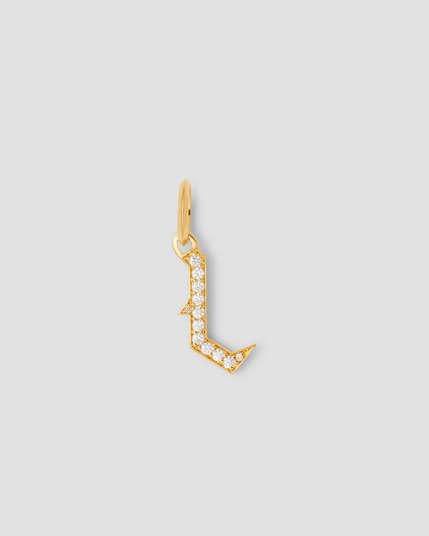 Capital Gothic Letter Charm with Pavé White Diamonds
