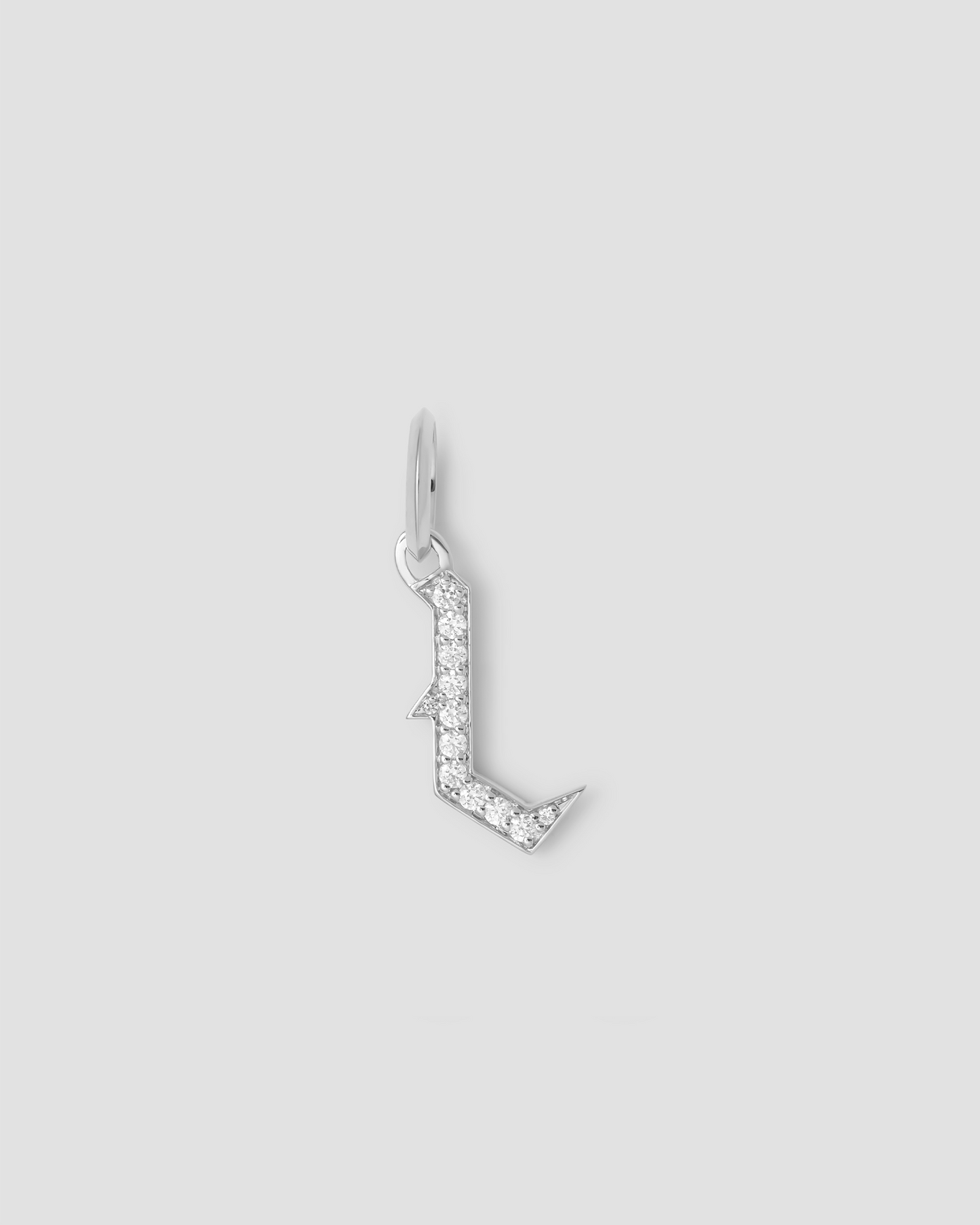 Capital Gothic Letter Charm with Pavé White Diamonds