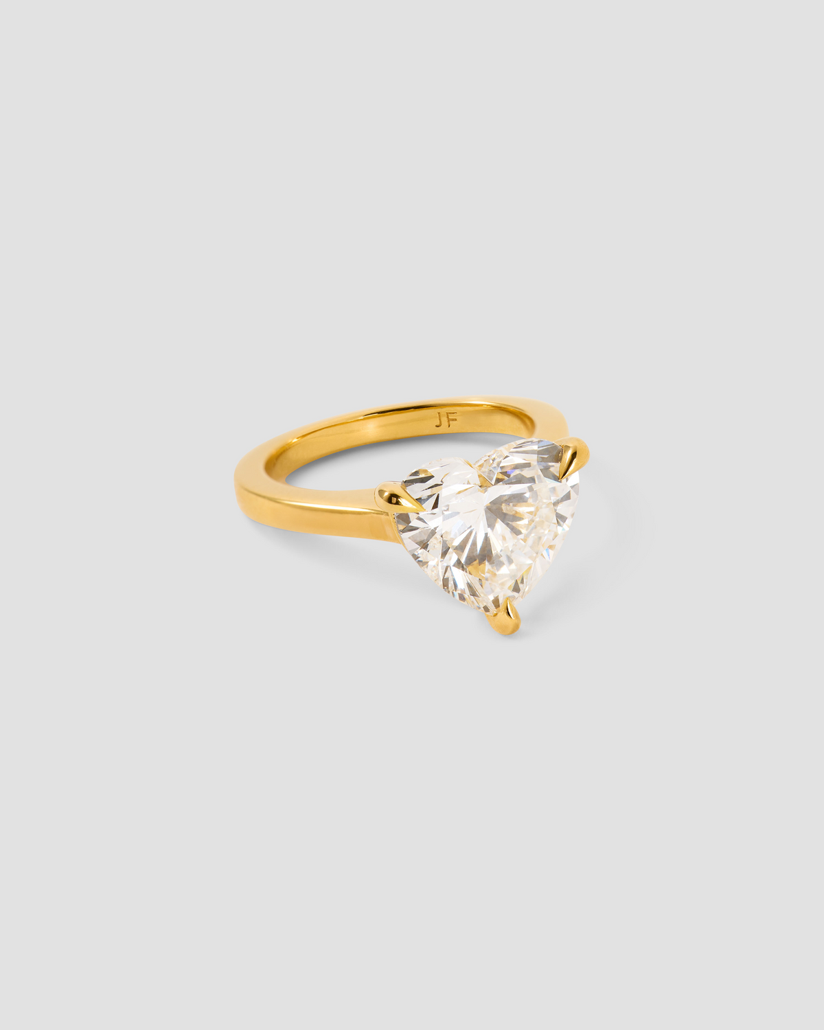 Floating Lab Diamond Heart Ring gold ring - front view | lab grown diamond jewelry