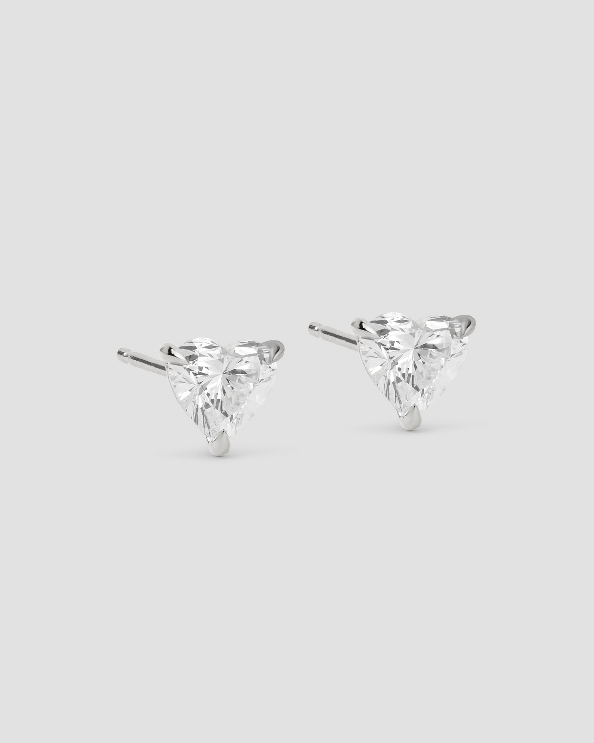Floating Lab Diamond Heart Stud gold earring - alternate angle | lab grown diamond studs