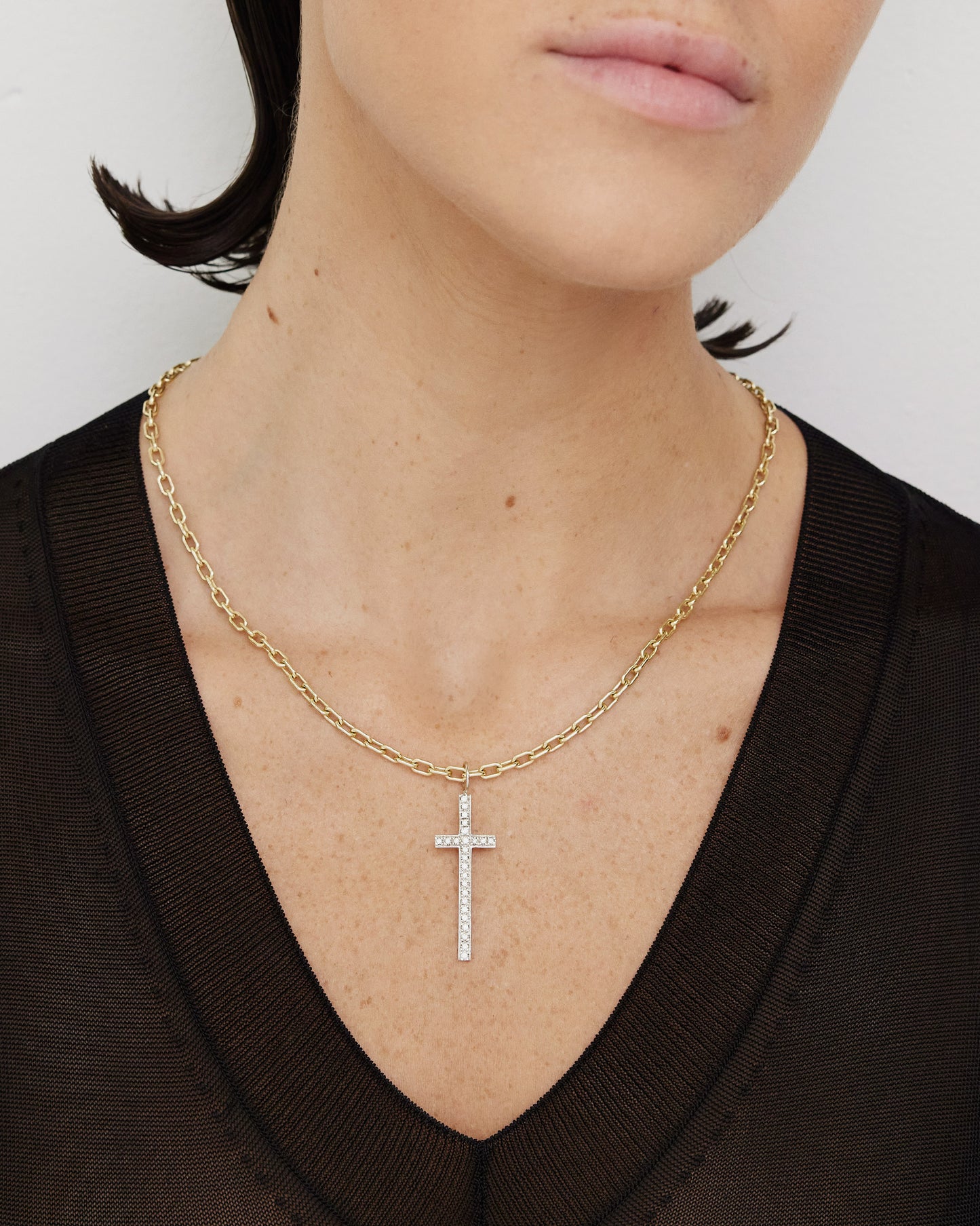 Large Cross with pavé White Diamonds