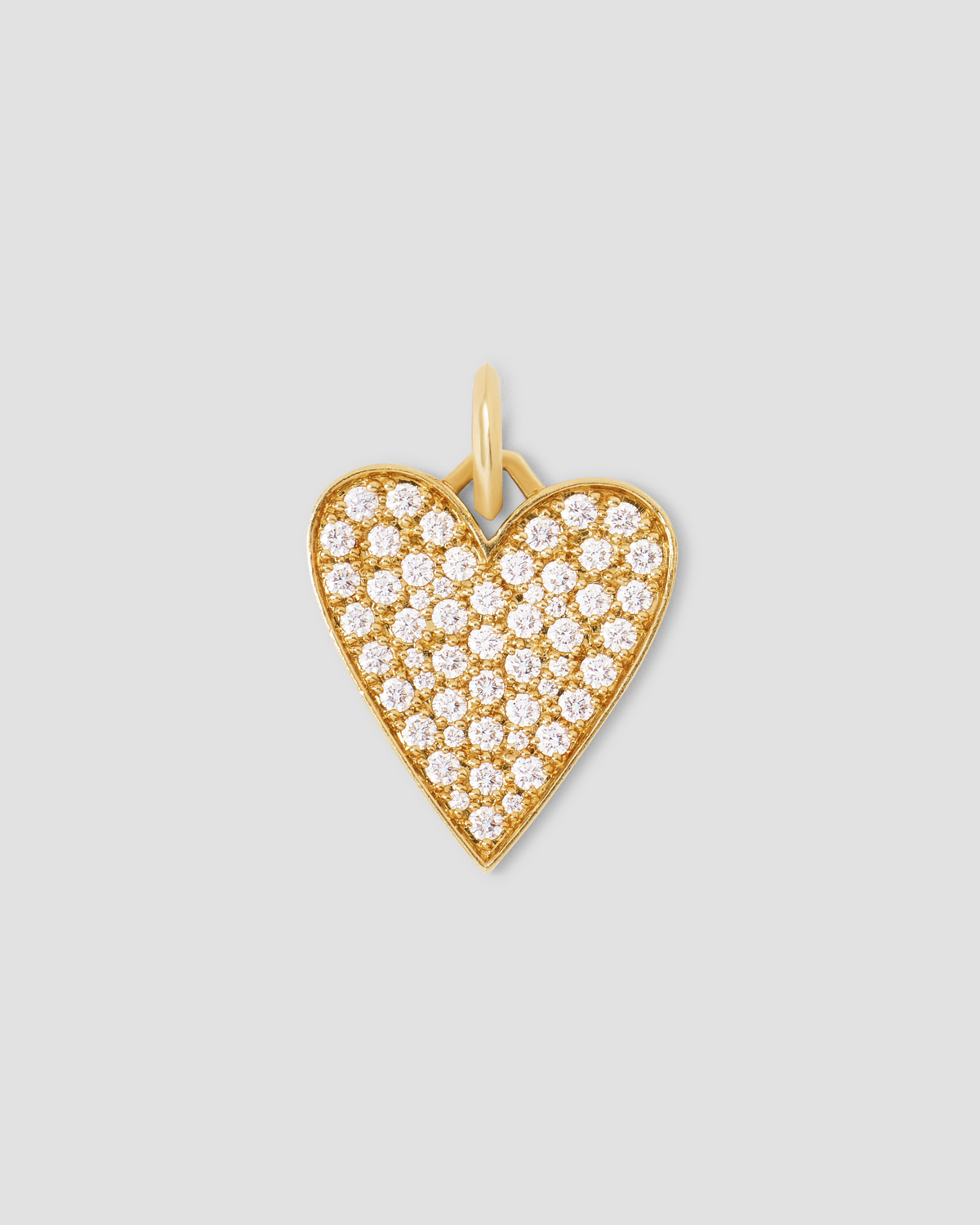 Large Heart with Pavé White Diamonds in 18K Yellow Gold charm - front view | charm necklaces