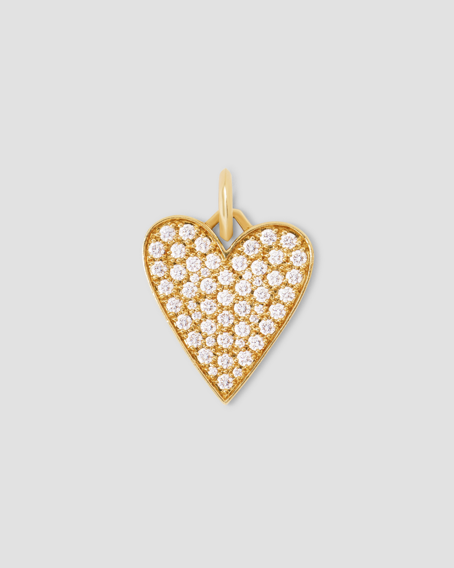Large Heart with Pavé White Diamonds in 18K Yellow Gold