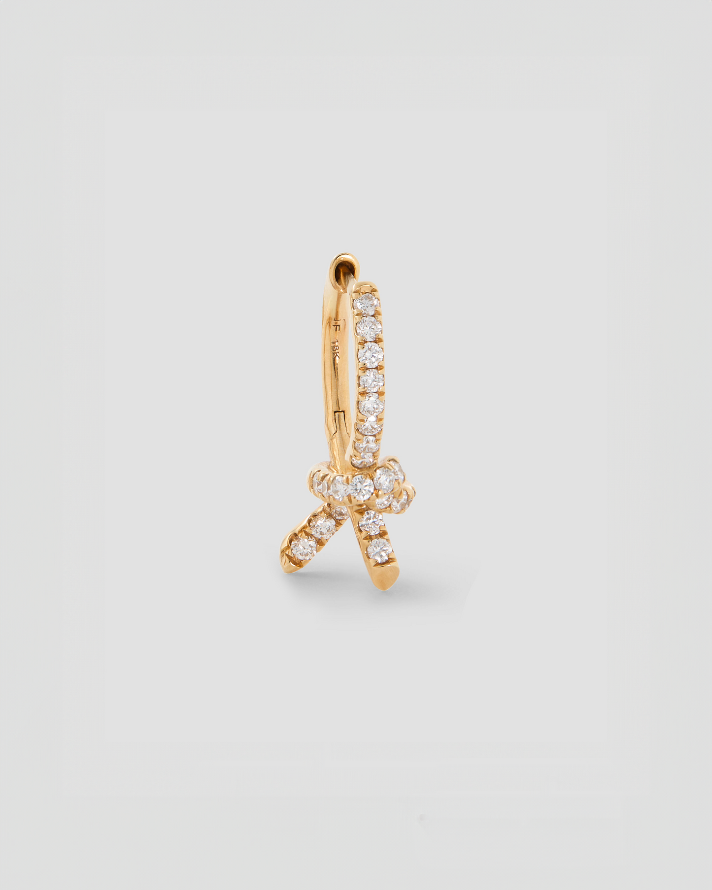 Knot Huggie in 18K Gold with Pavé White Diamonds