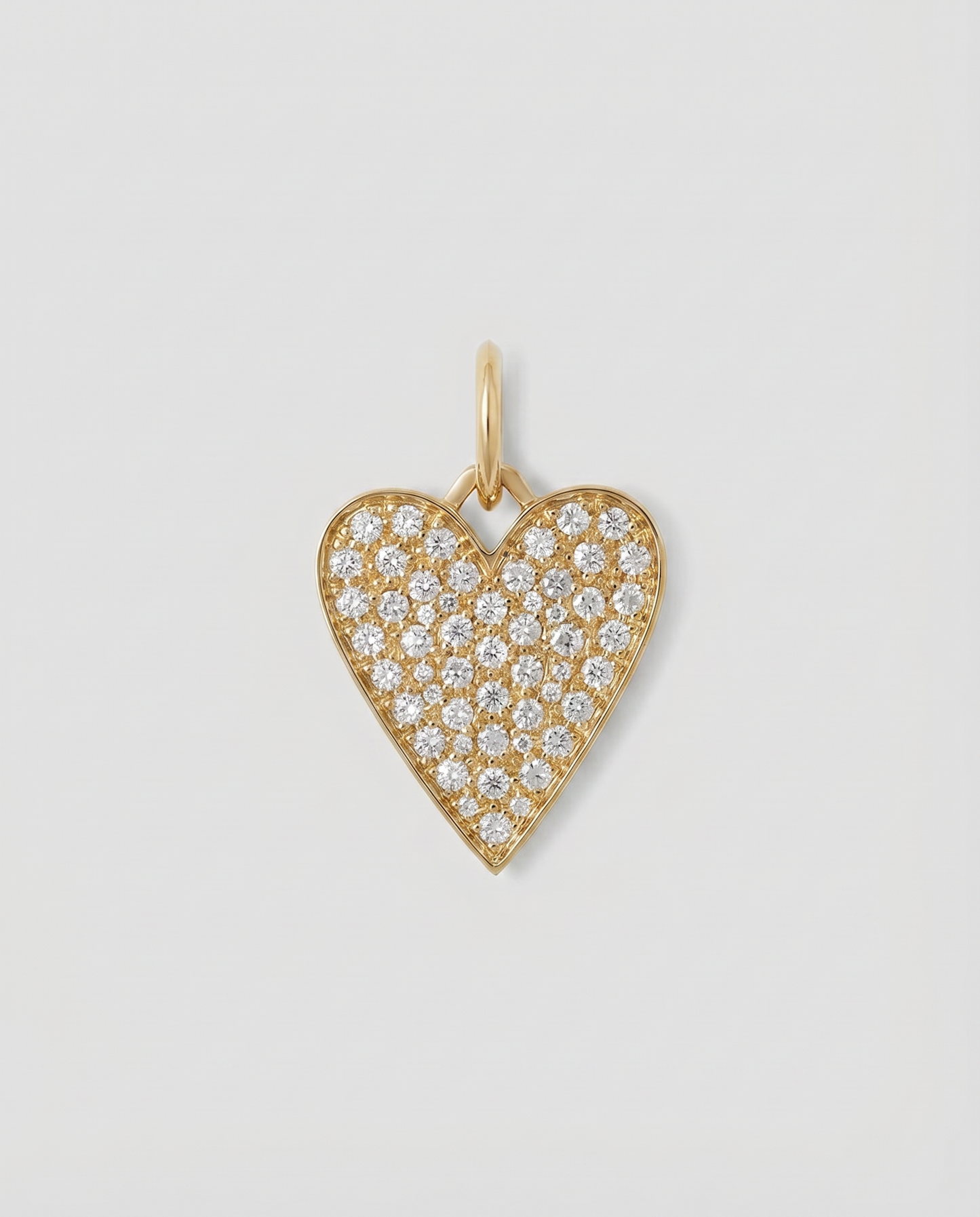 Large Heart with Pavé White Diamonds in 18K Yellow Gold
