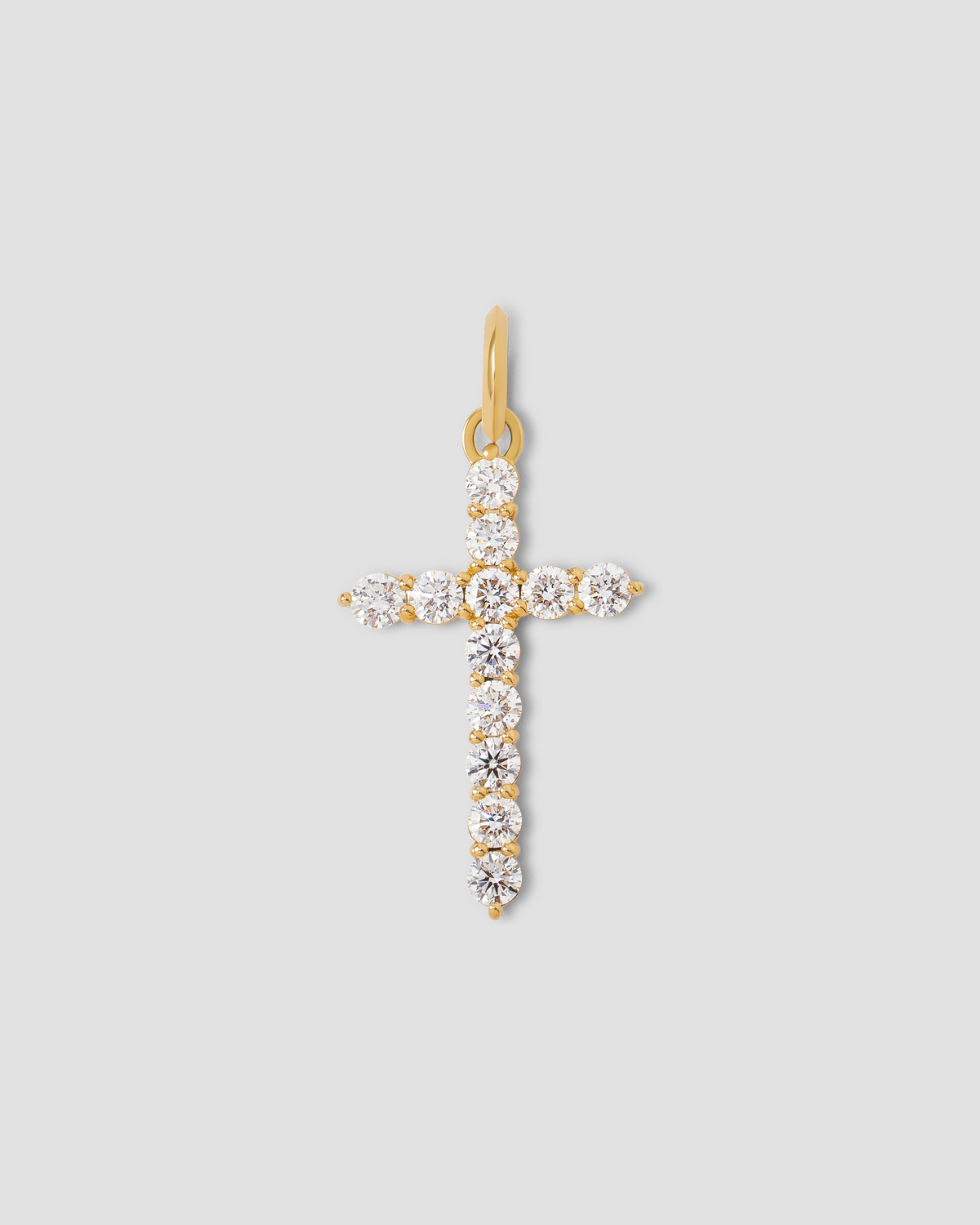 Large Floating Diamond Cross gold charm - front view | diamond cross pendant
