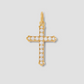 Large Royal Cross with Pavé White Diamonds in 18K Yellow Gold