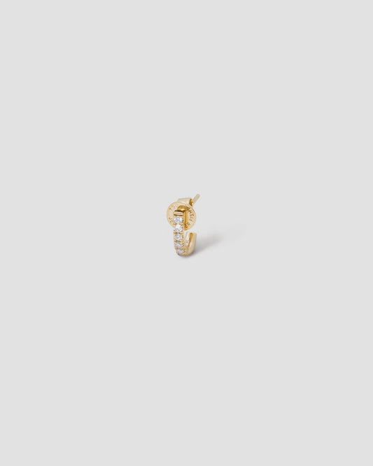 Level Huggie with Pavé White Diamonds in 18K Yellow Gold