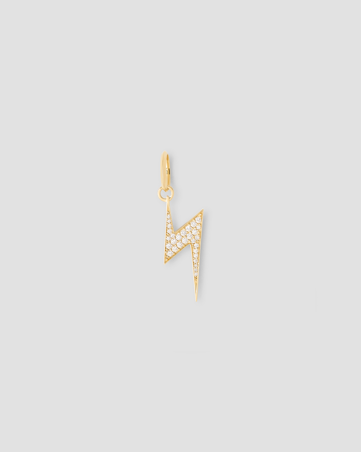Lightening Bolt Charm with Pavé White Diamonds in 18K Yellow Gold