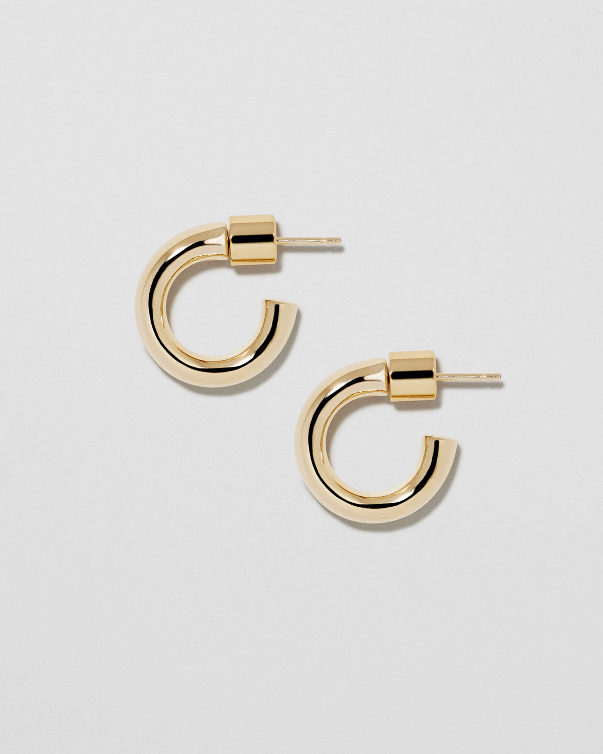 Lilly Micro Huggies earring - close-up detail | gold hoop earrings for women