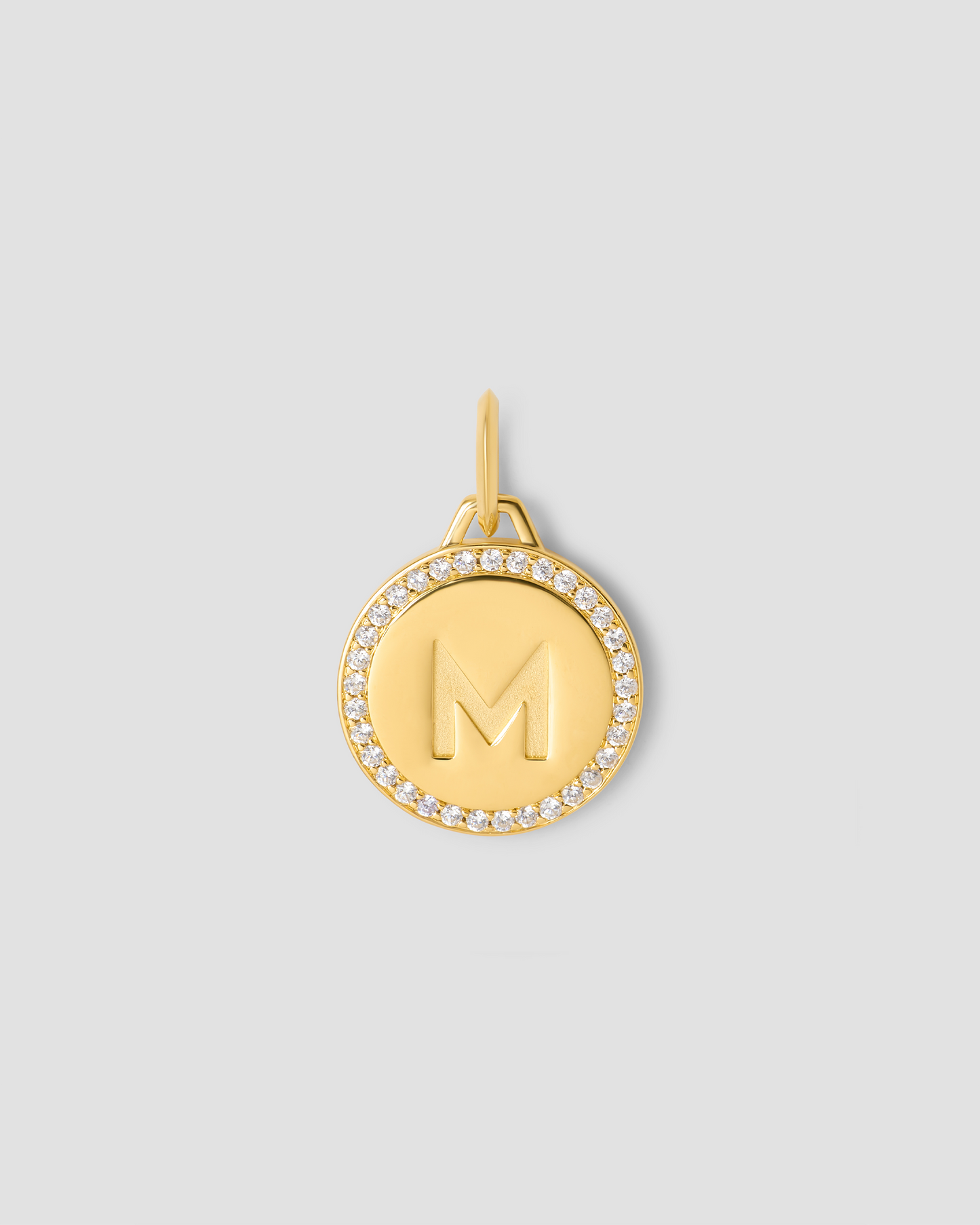 Luxe Disc Charm with Pavé White Diamonds in 18K Yellow Gold