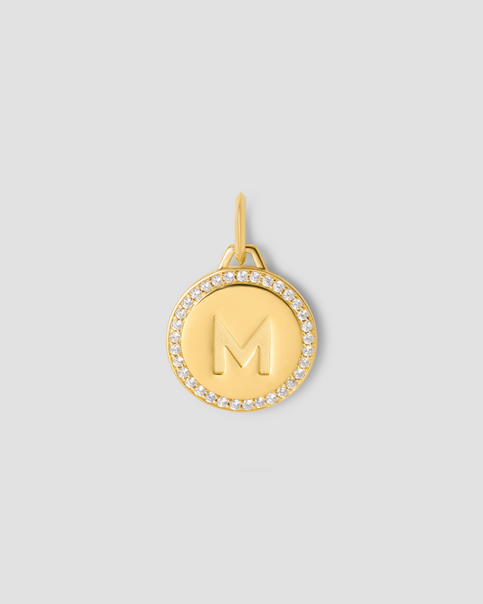 Luxe Disc Charm with Pavé White Diamonds in 18K Yellow Gold