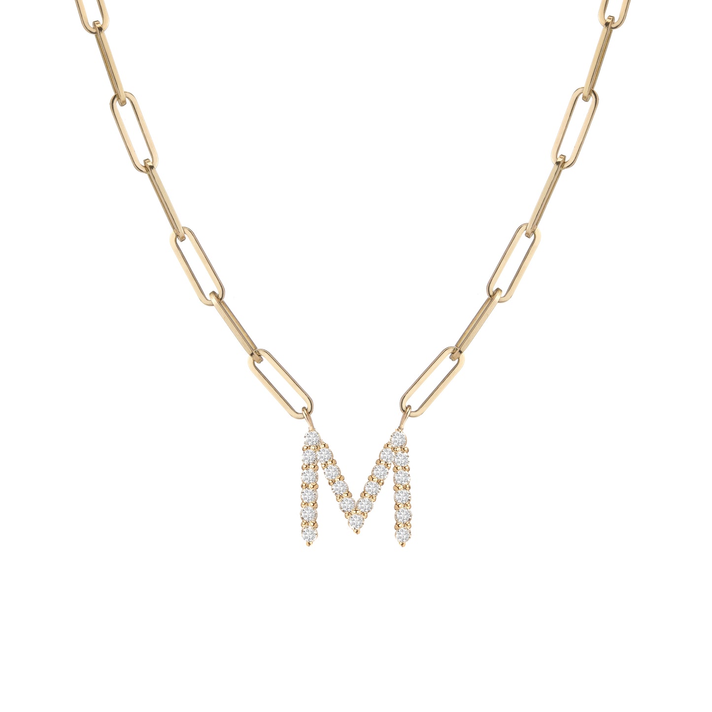 Floating Diamond Minimal Block Letter Pendant - 18K Yellow Gold