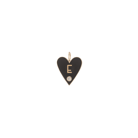 Medium Enamel Heart - 1 Letter and Diamond
