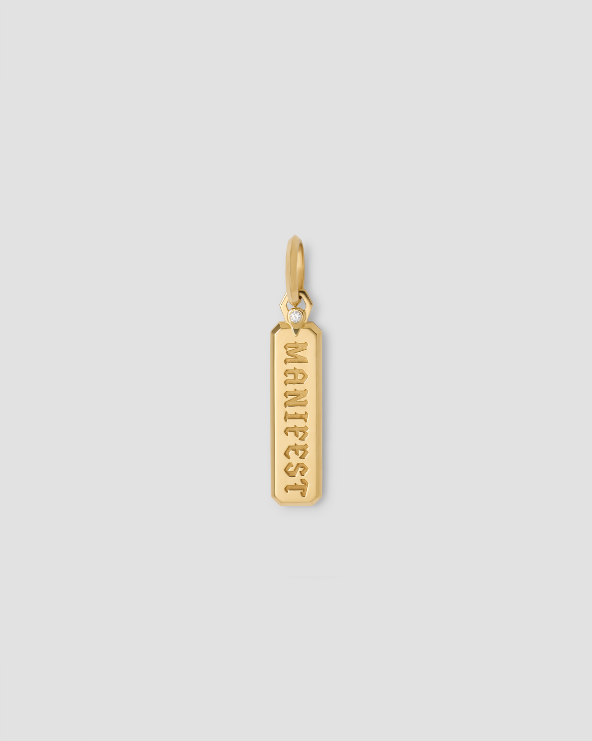 Small Mama Dog Tag in 18K Yellow gold charm - front view | charm necklaces