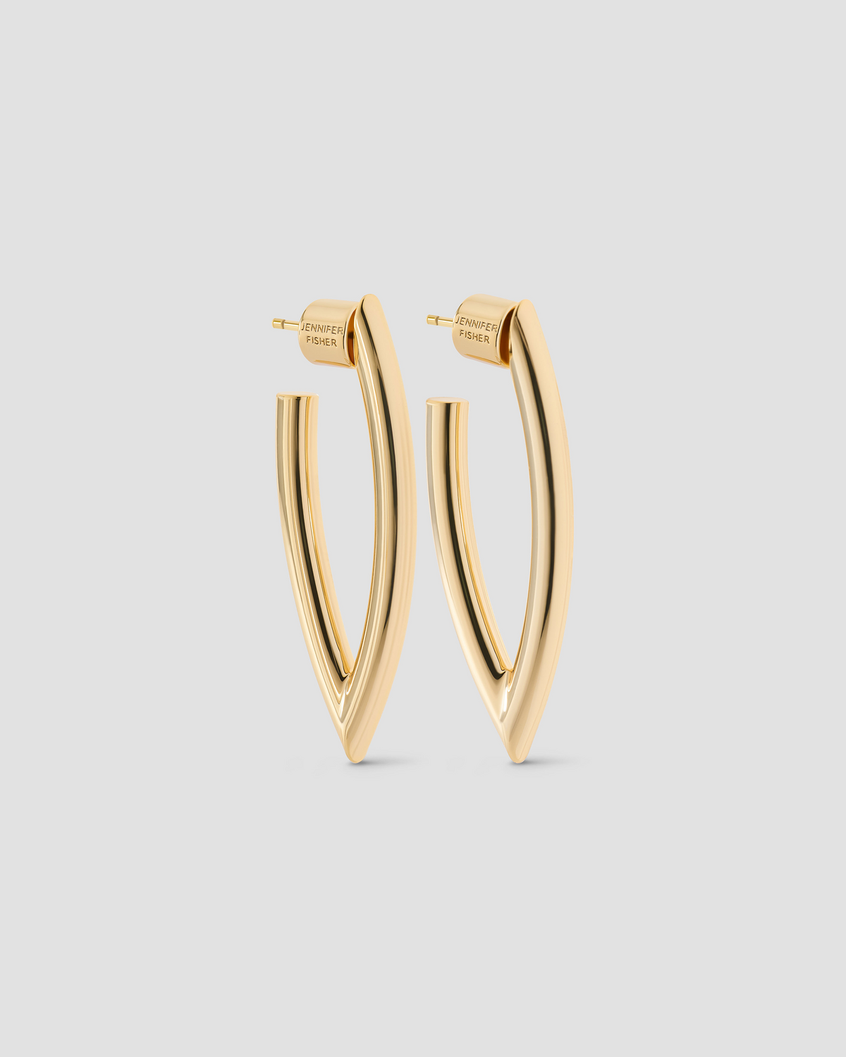 Small Marquise Hoops earring - front view | small 14k gold hoop earrings