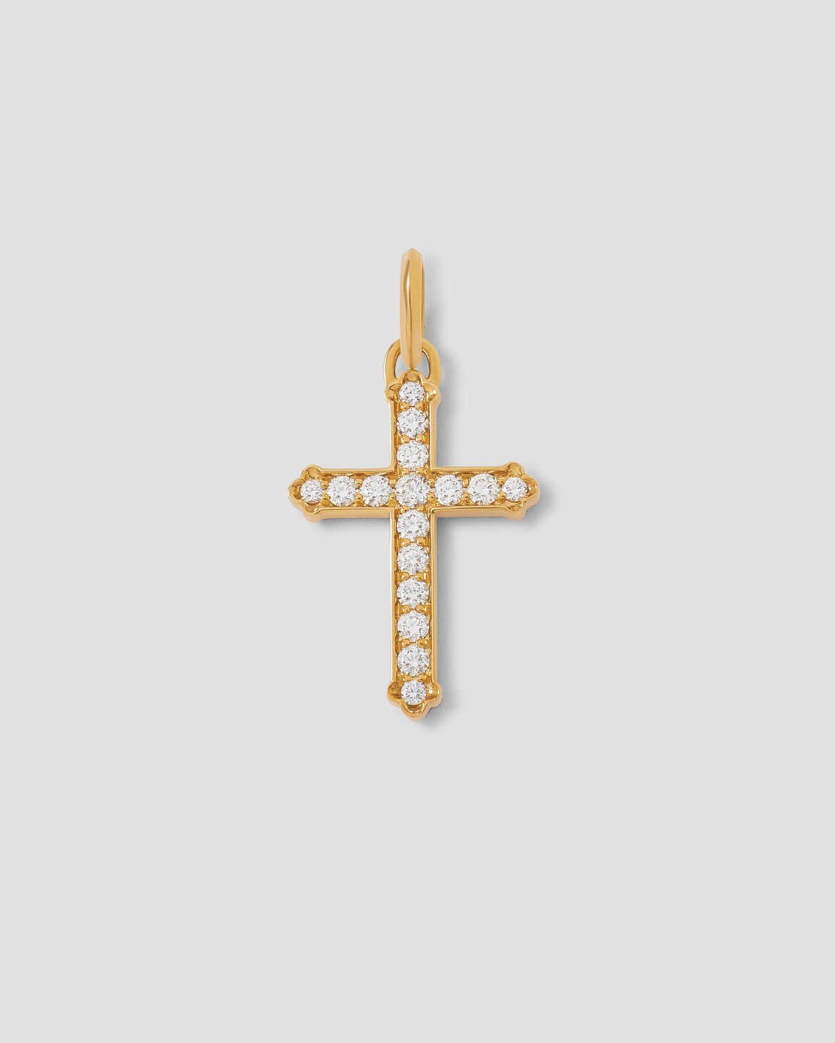 Medium Royal Cross with Pavé White Diamonds in 18K Yellow gold charm - front view | womens diamond cross pendant