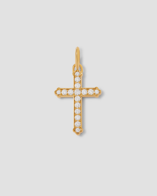 Medium Royal Cross with Pavé White Diamonds in 18K Yellow Gold