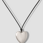 Metal Heart Leather Cord Necklace