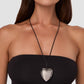 Metal Heart Leather Cord Necklace
