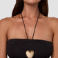 Metal Heart Leather Cord Necklace