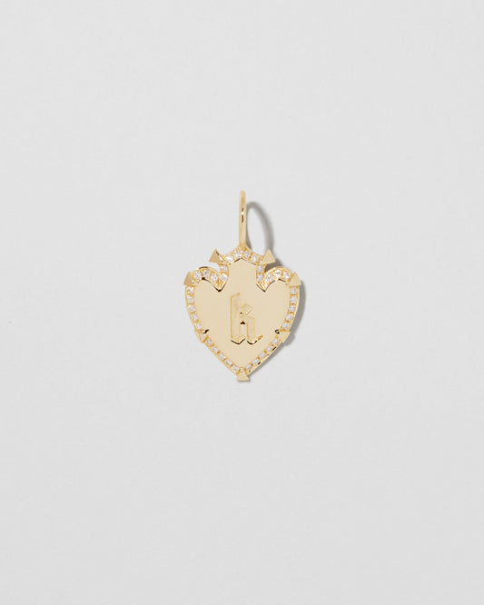 Jennifer Fisher - Mini Heart Shield with Pave White Diamonds - Yellow Gold