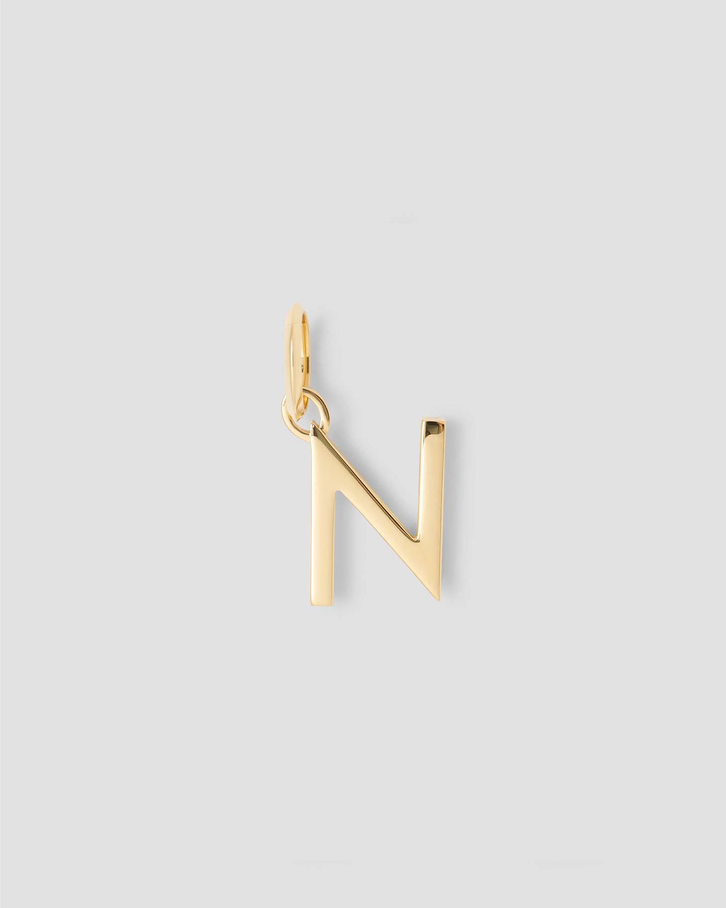 Minimal Block Letter Charm in 14K Yellow Gold