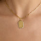 Personalized Emerald Shield with Pave White Diamonds in 18K Yellow Gold