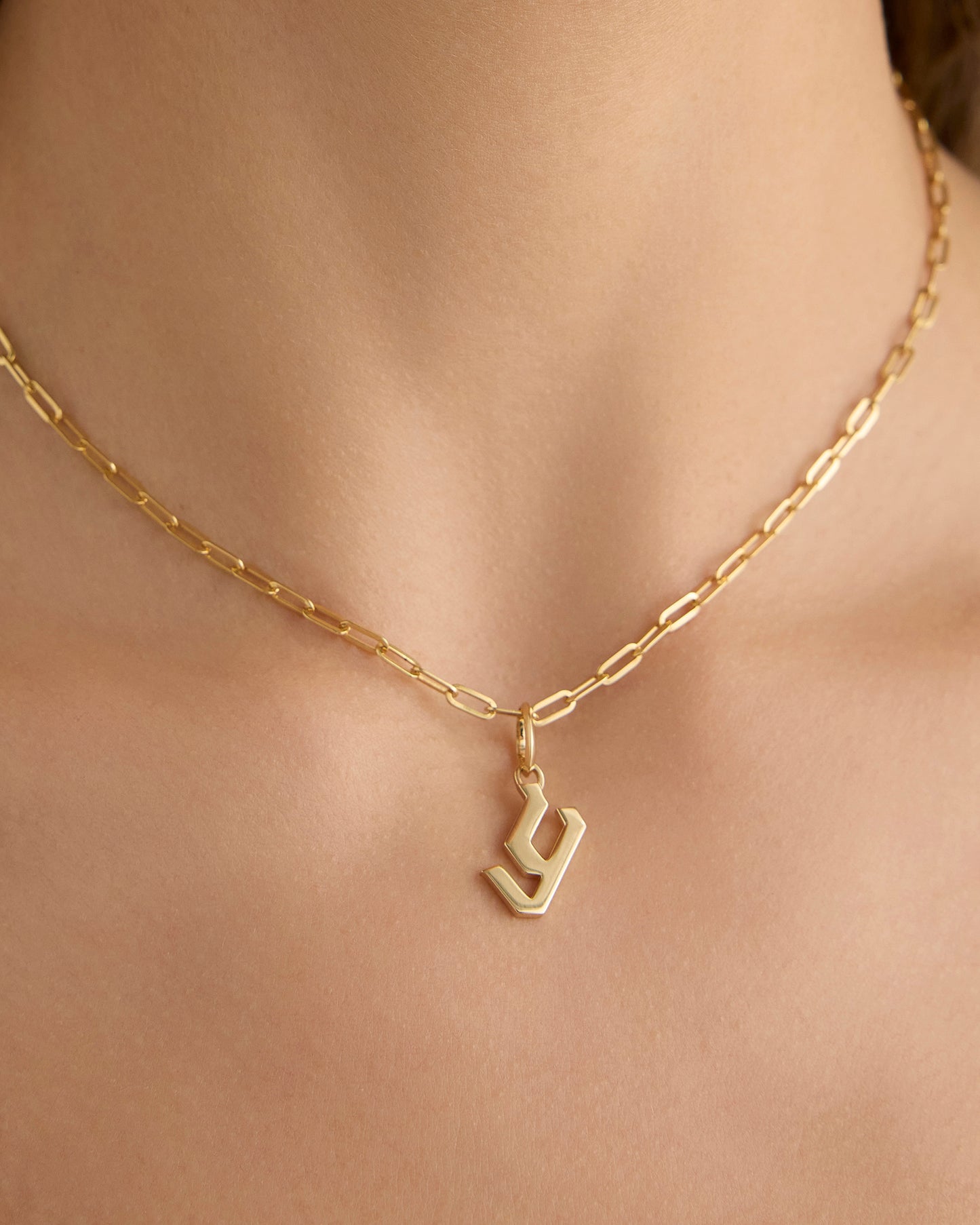 Lower Case Gothic Letter Charm in 14K Yellow Gold