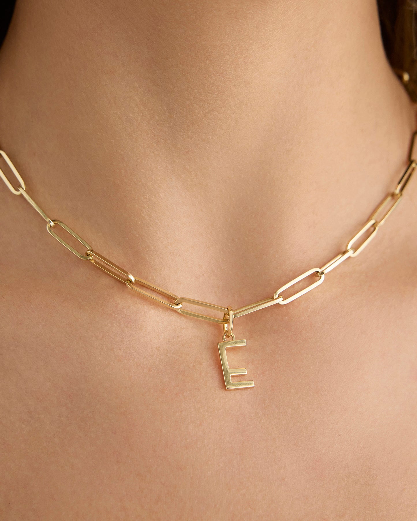 Minimal Block Letter Charm in 14K Yellow Gold