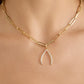 Wishbone Charm with Pavé White Diamonds in 18K Yellow Gold