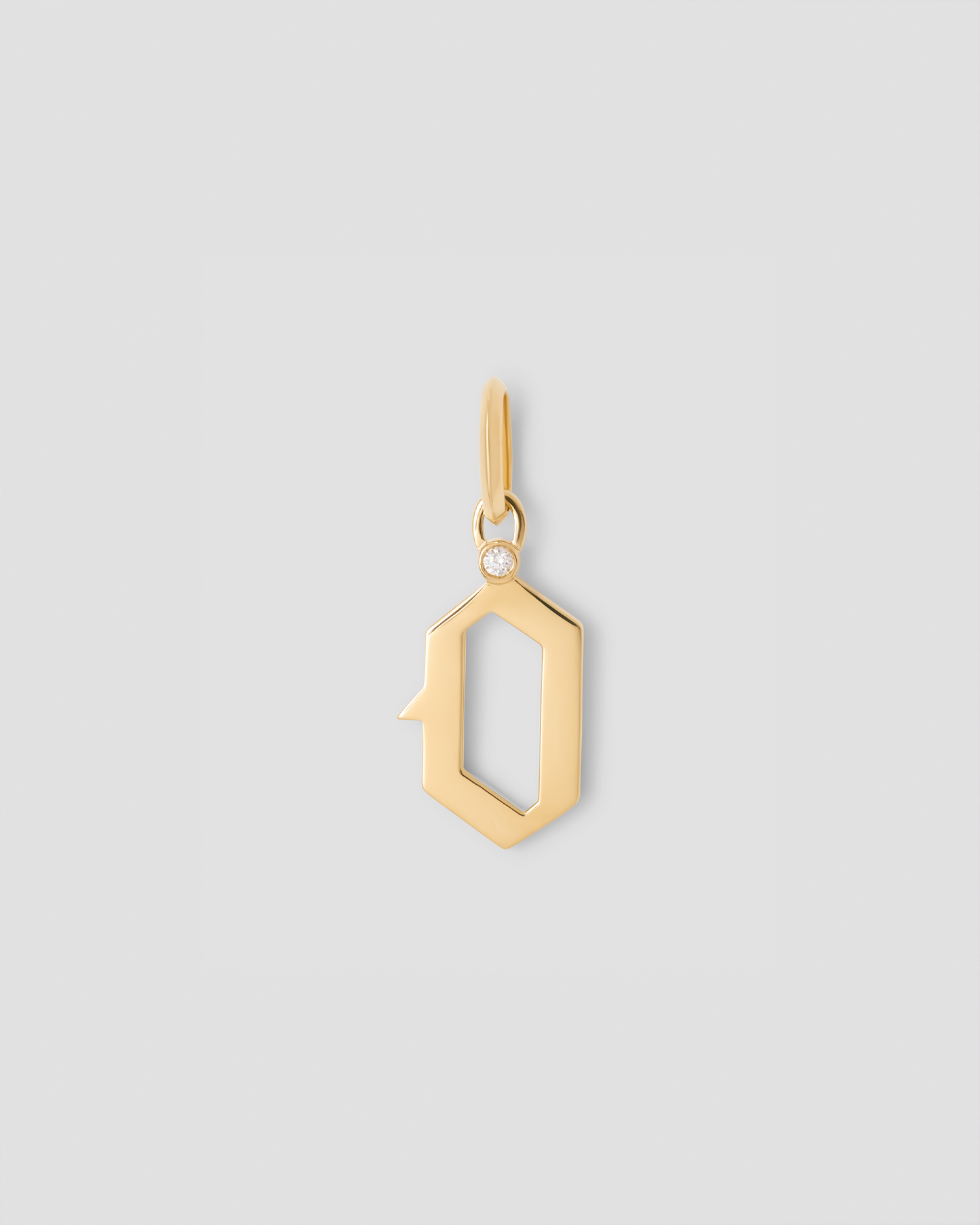 Capital Gothic Letter Charm with Diamond in 18K Yellow Gold