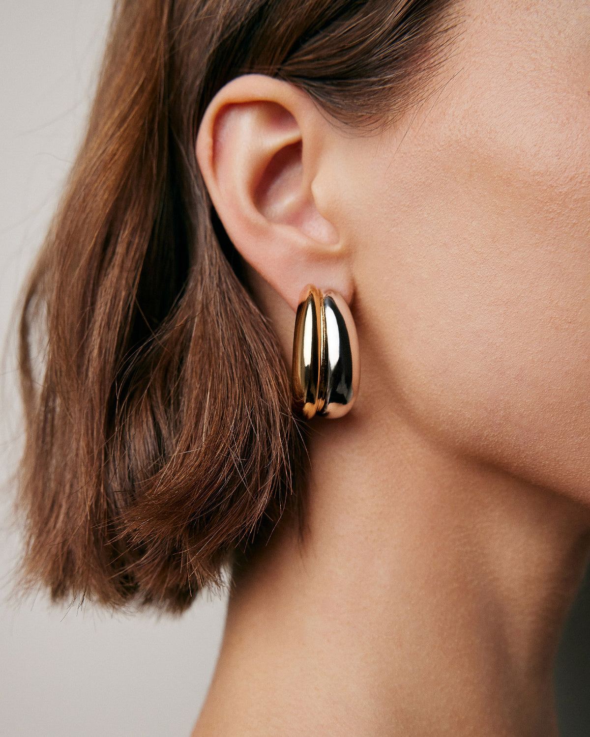 Chavez Huggies earring - close-up detail | gold huggie earrings