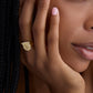Mini Classic Shield Ring with Pave White Diamonds
