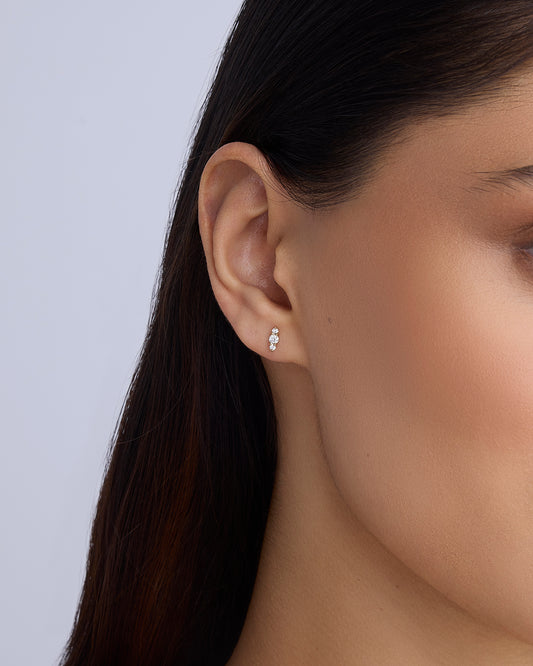 Single Triple Floating Diamond Stud Earring