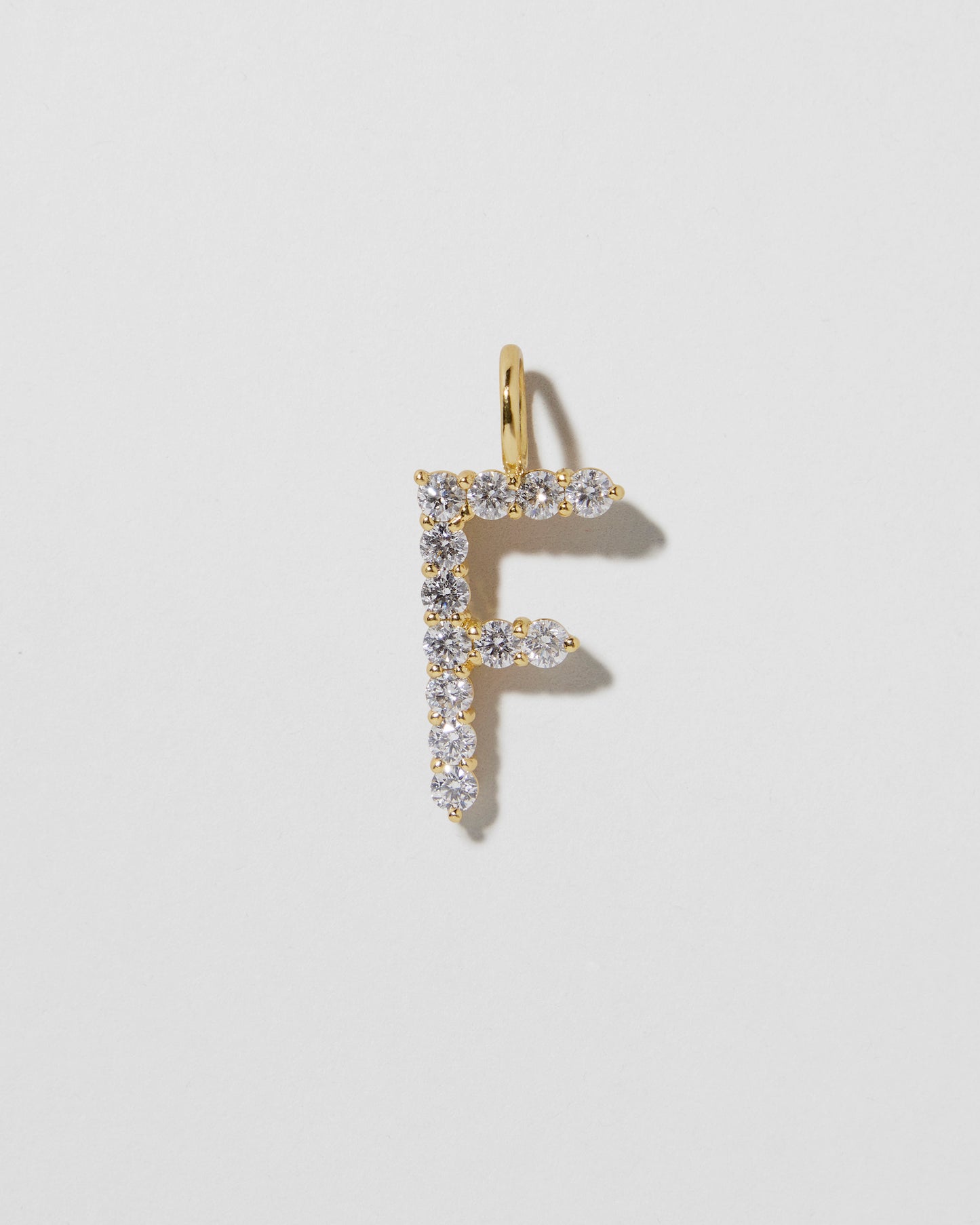 Jennifer Fisher - Oversized Floating Diamond Minimal Block Letter F - Yellow Gold