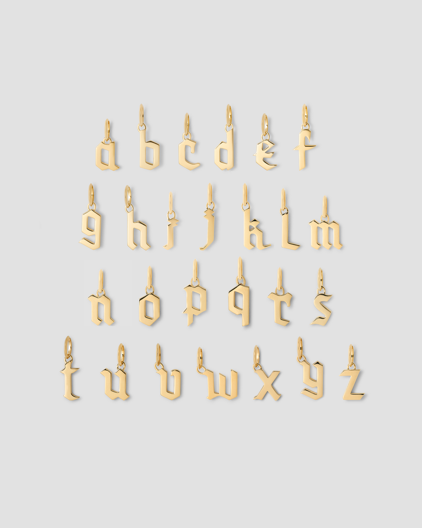 Lower Case Gothic Letter Charm in 14K Yellow Gold