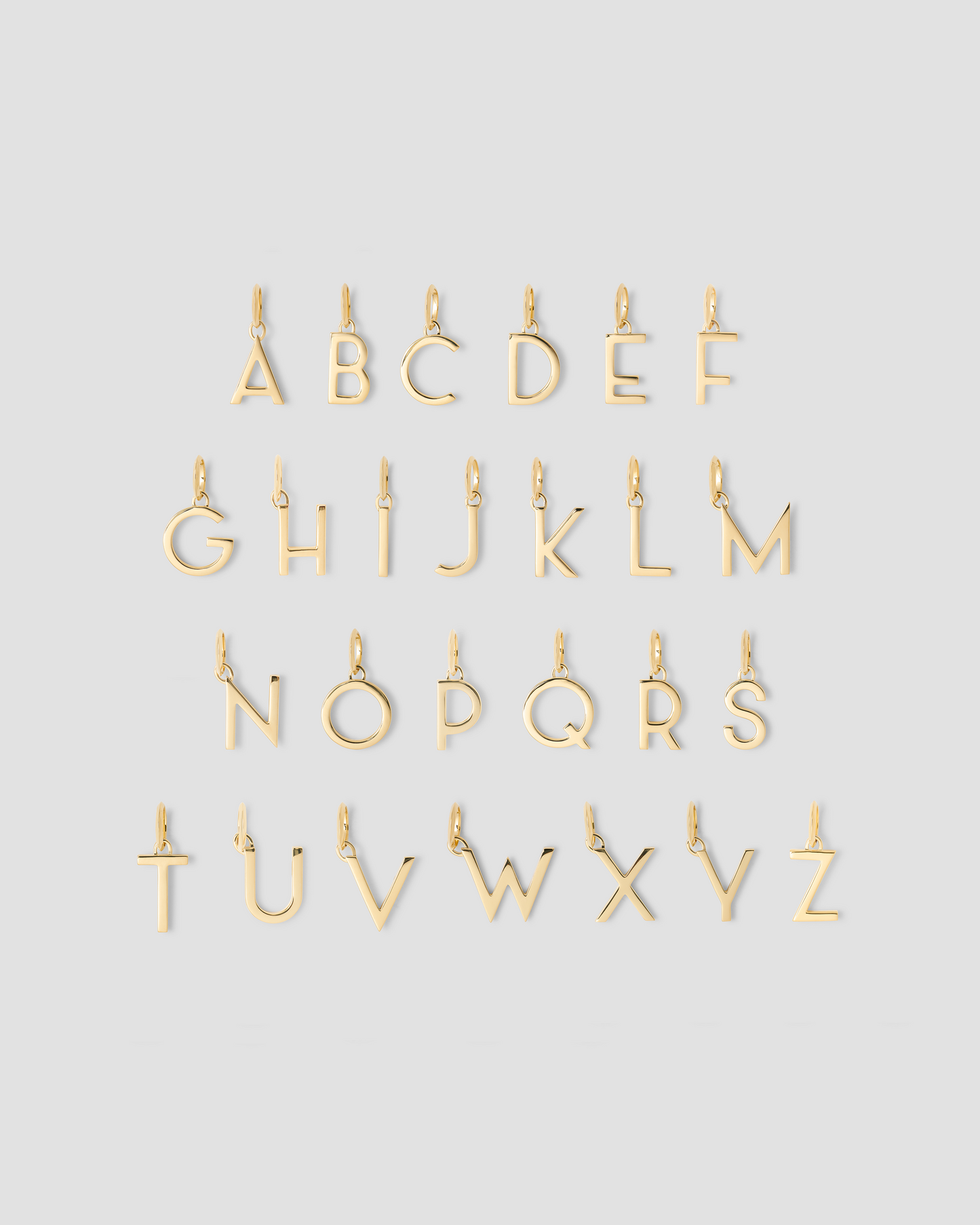 Minimal Block Letter Charm in 14K Yellow Gold