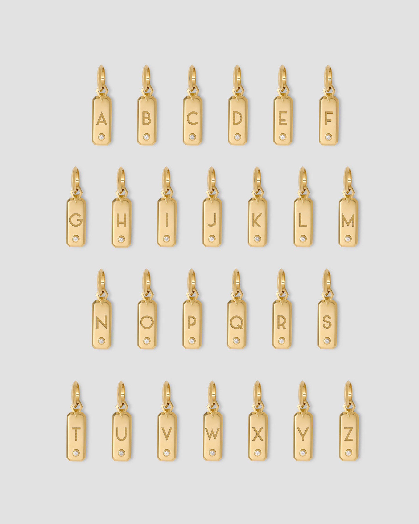 Minimal Block Letter Dog Tag in 18K Yellow Gold