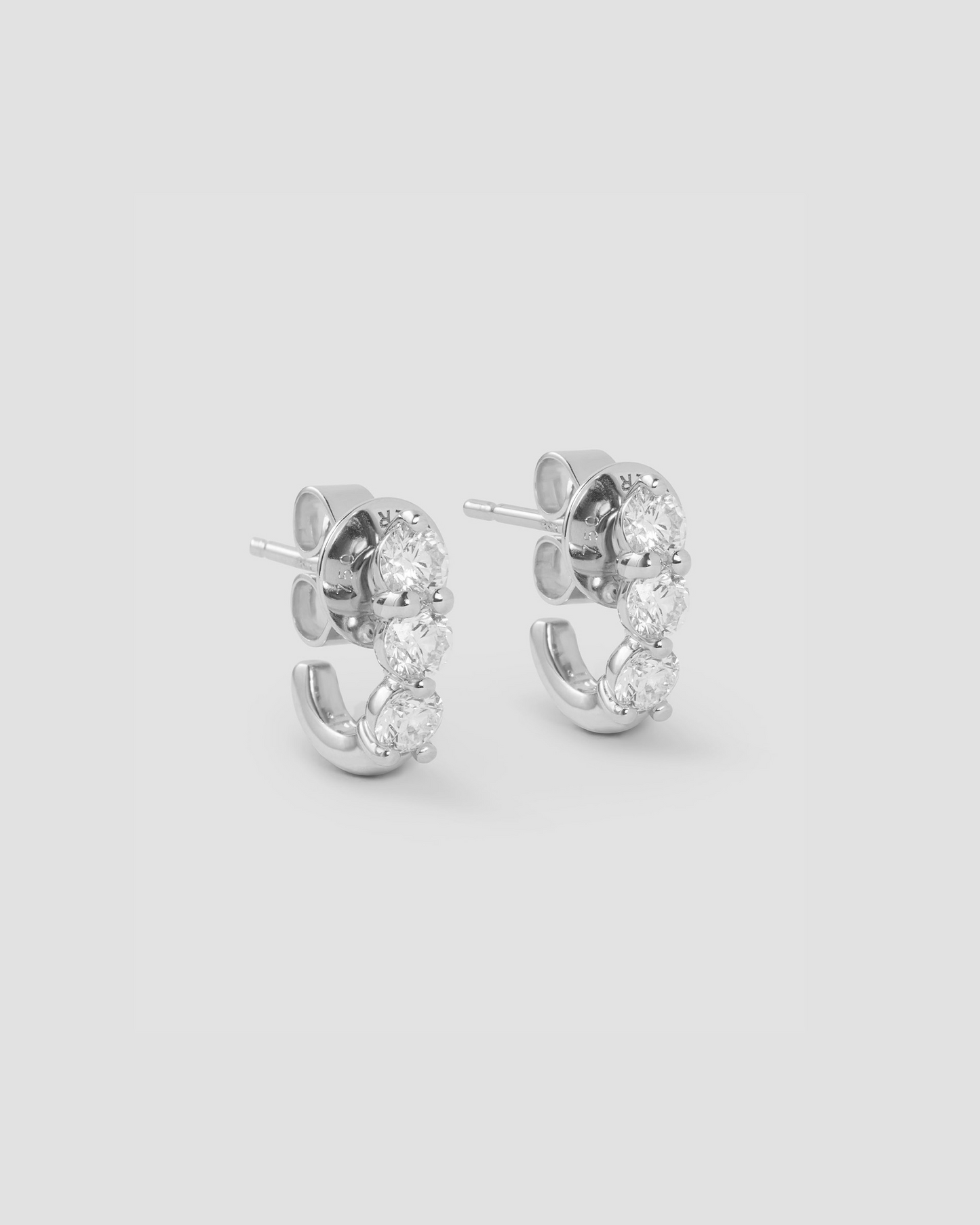 Floating Three Diamond Huggies