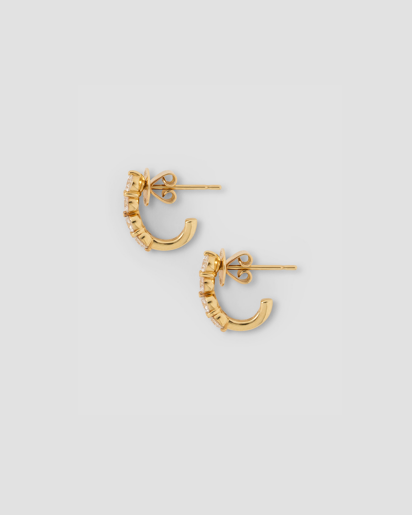4 Oversized Floating Diamond Huggie in 18K Yellow Gold