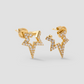Large Star Earring with Pavé White Diamonds in 18k Yellow Gold