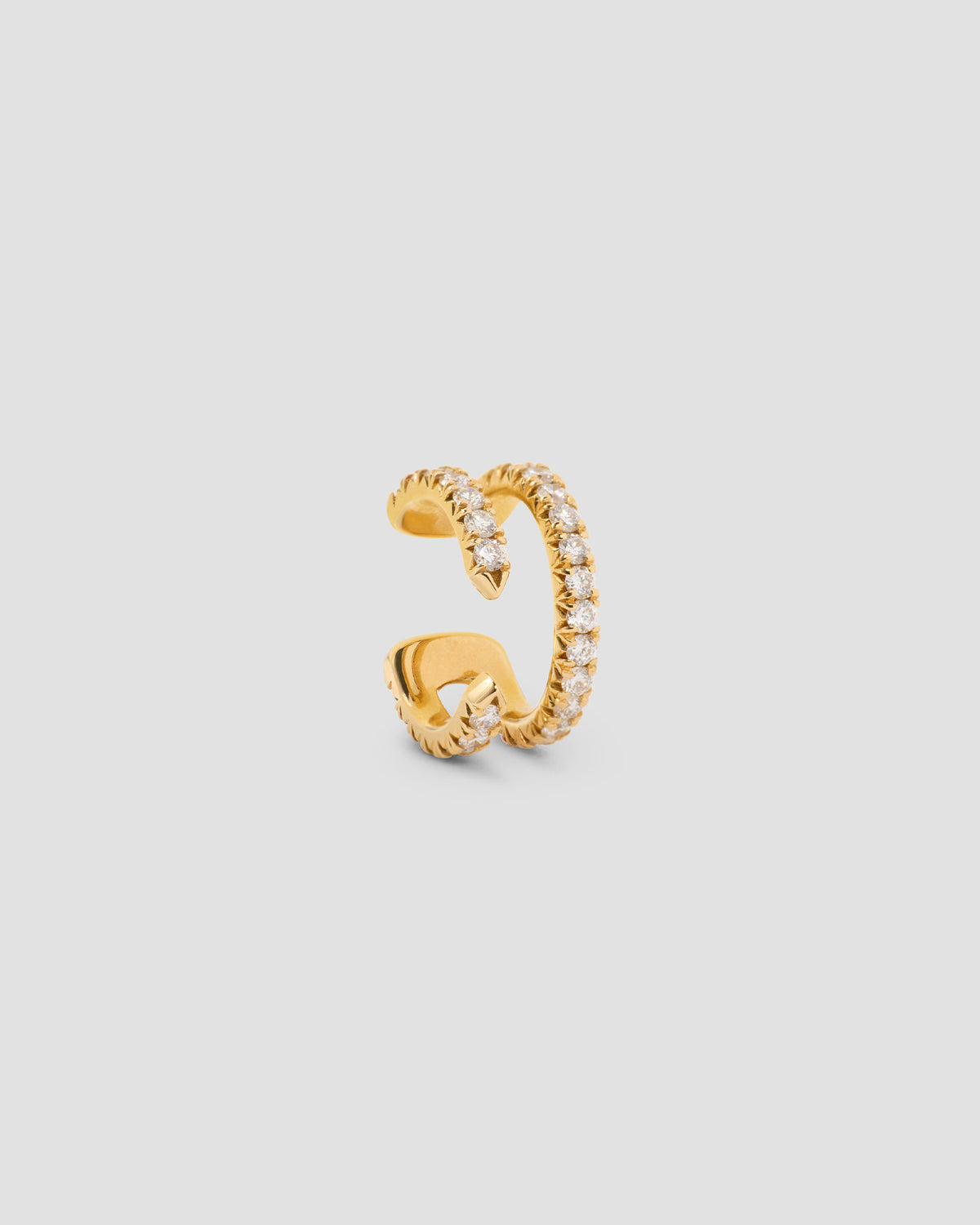 Pin Ear Cuff with Pave White Diamonds in 18K Yellow Gold earring - front view | diamond earrings for women