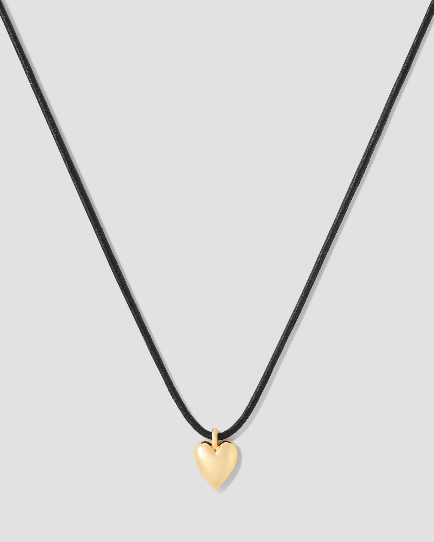 Small Puffy Heart Leather Cord Necklace