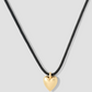 Small Puffy Heart Leather Cord Necklace