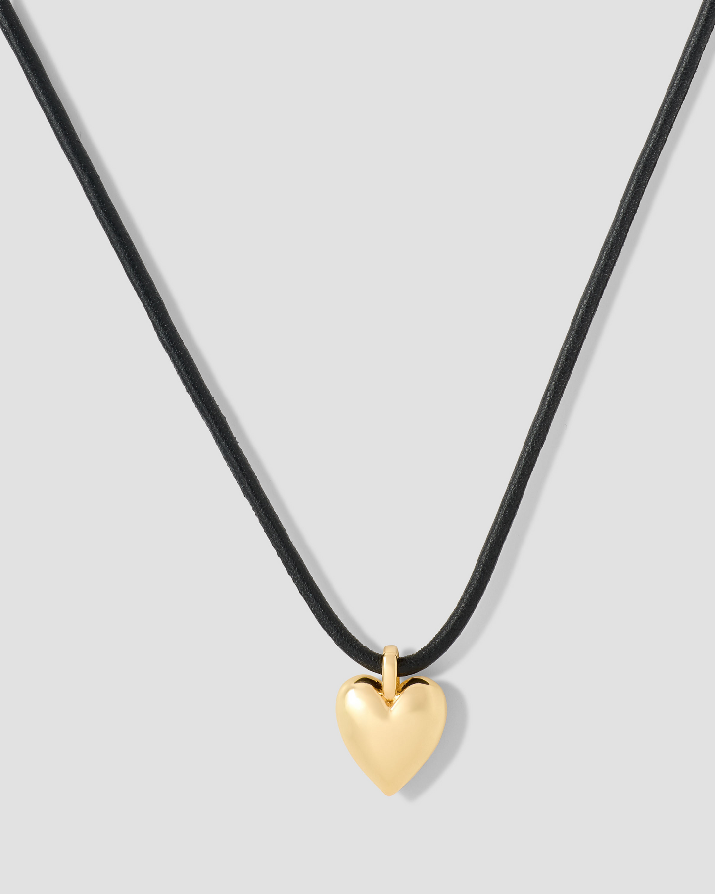 Small Puffy Heart Leather Cord Necklace