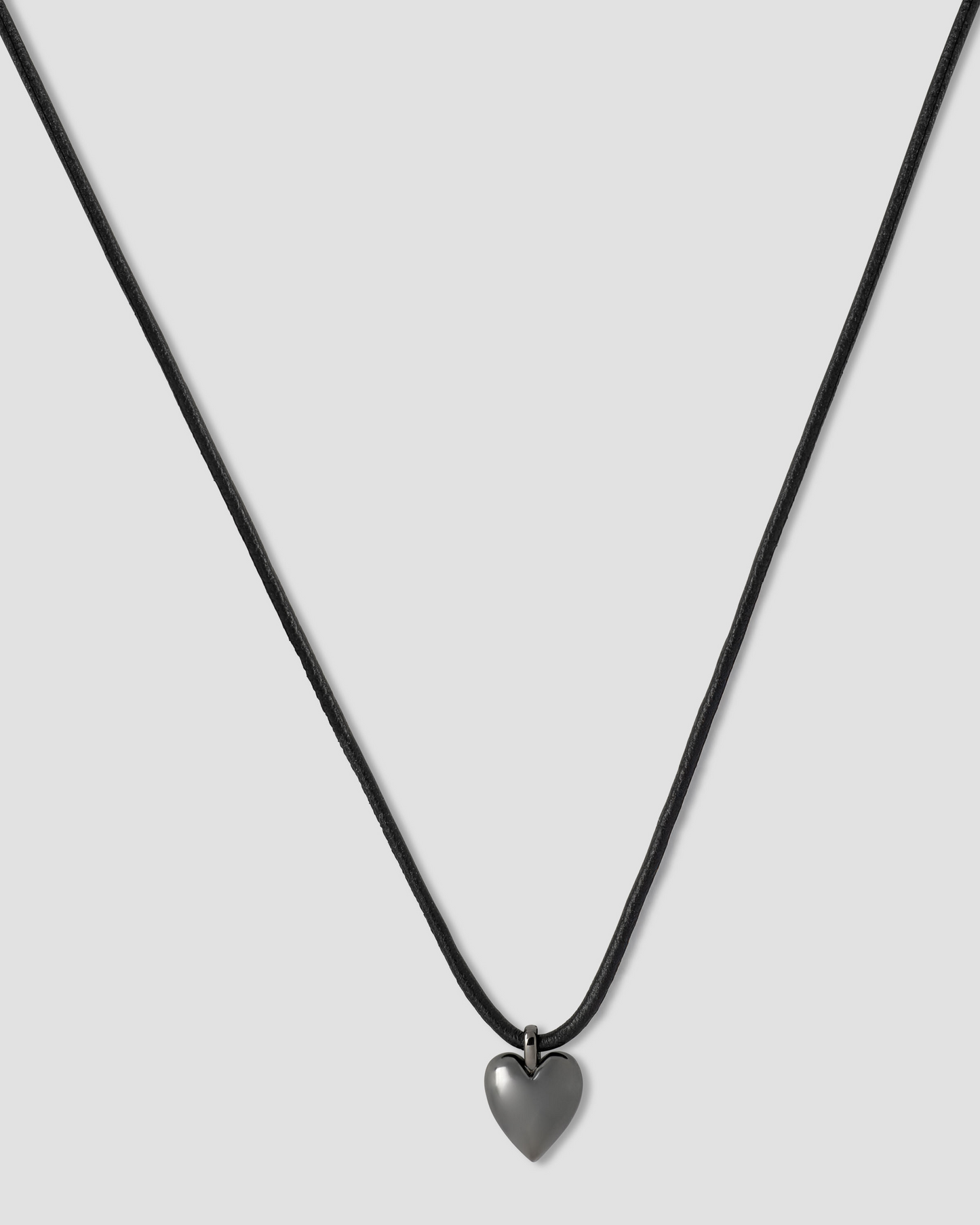 Small Puffy Heart Leather Cord Necklace