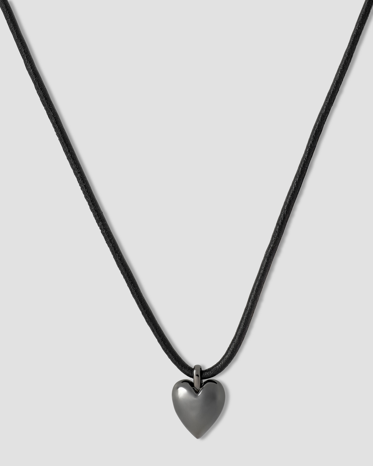Small Puffy Heart Leather Cord Necklace